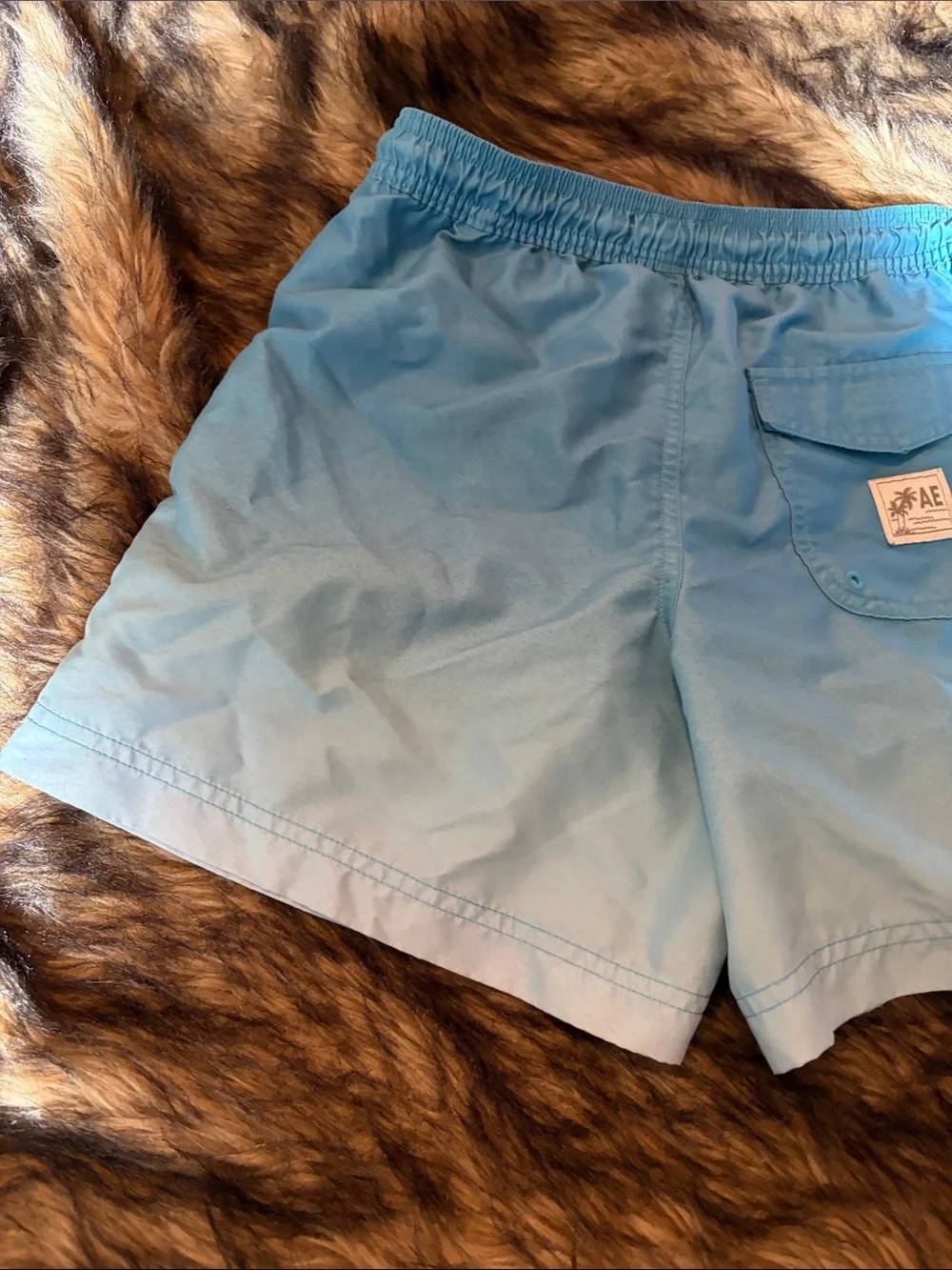 American Eagle Men's Ombre Sky Blue Swim Trunks with Drawstring Waist Size XS